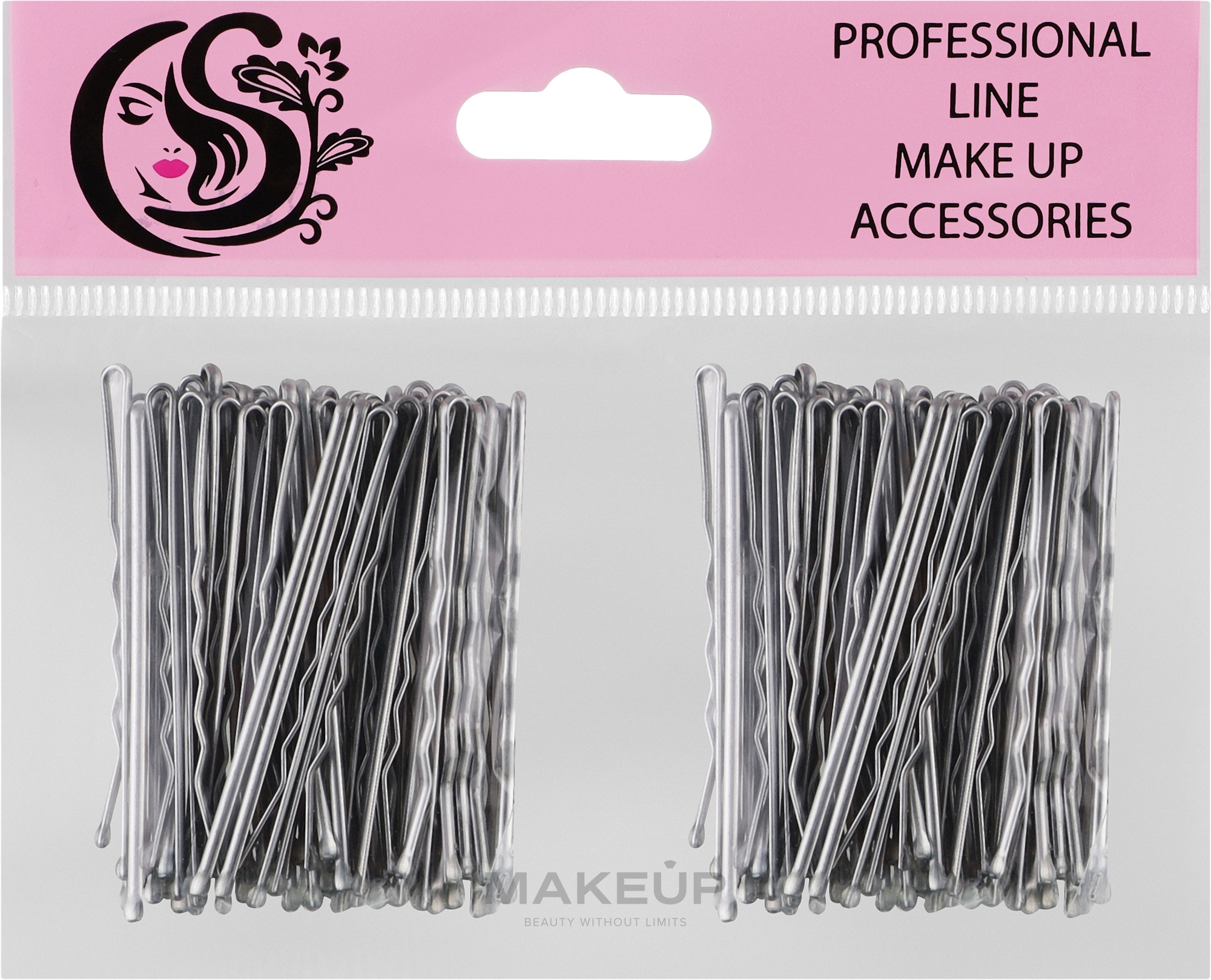 Невидимки для волос волнистые с двумя шариками металлические 55 мм, серебро - Cosmo Shop — фото 100шт