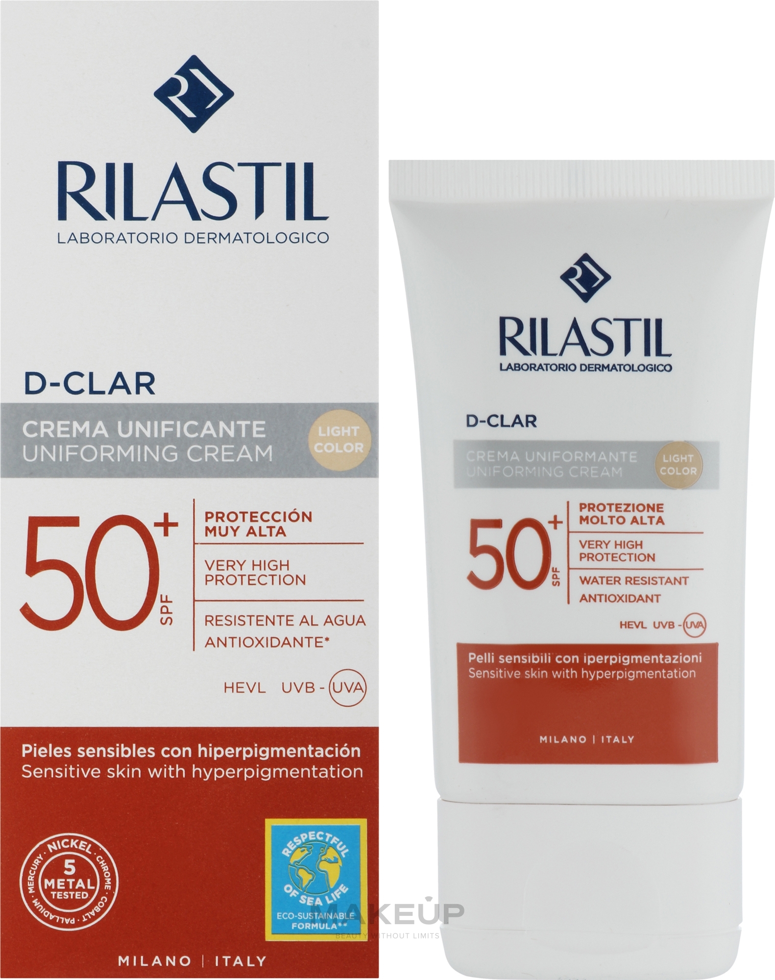 Сонцезахисний крем для шкіри схильної до пігментації з SPF 50+ (світлий) - Rilastil Sun System D-Clar Uniforming Cream SPF50+ Light — фото 40ml