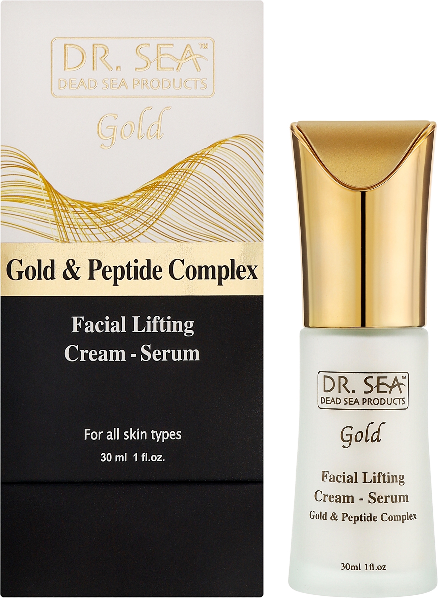 Крем-сироватка із золотом та пептидним комплексом - Dr.Sea Gold & Peptide Complex Lifting Cream-Serum — фото 30ml