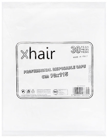Пеньюар парикмахерский одноразовый 115х90 см, 30 шт - Xhair — фото N1