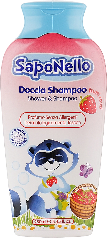 Шампунь і гель для душу для дітей - SapoNello Shower and Hair Gel Red Fruits — фото N1