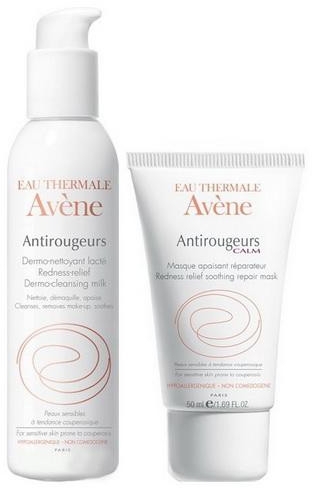 Набор для восстановления кожи склонной к покраснениям - Avene Antirougeurs Calm Set (mask/50ml + milk/50ml)