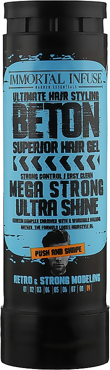 Гель для укладки волос "Мега сильный и ультра сияющий" - Immortal Infuse Beton Mega Strong Ultra Shine Superior Hair Gel — фото N1