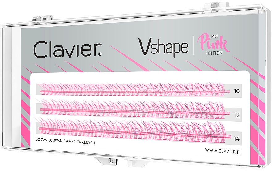 Накладні вії "Mix", рожеві - Clavier Vshape Colour Edition Pink — фото N1