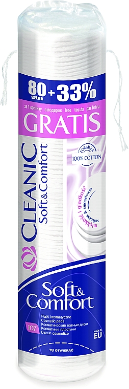 Диски ватні косметичні, 107 шт. - Cleanic Soft&Comfort — фото N1