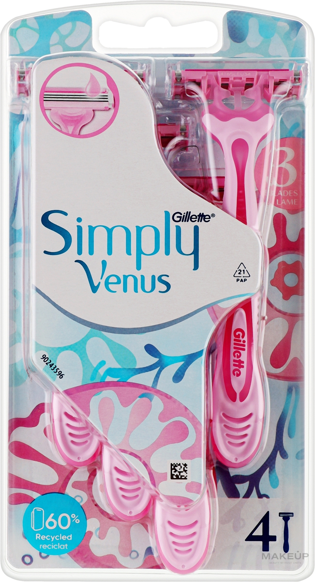 Одноразовые бритвенные станки, 4шт - Gillette Simply Venus 3 Simply Smooth — фото 4шт