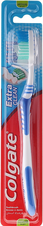 Зубная щетка средней жесткости "Extra Clean", синяя - Colgate Extra Clean Medium — фото N2