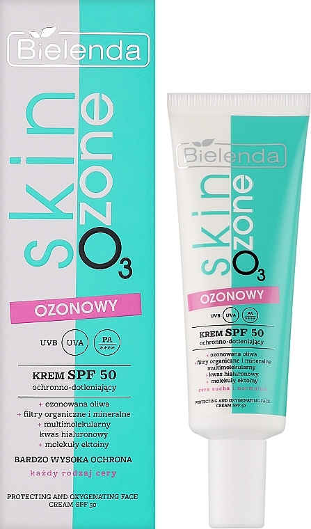 Озоновий сонцезахисний і оксигенувальний крем SPF 50 - Bielenda Skin O3 Zone Protecting And Oxygenating Face Cream SPF50 — фото N2