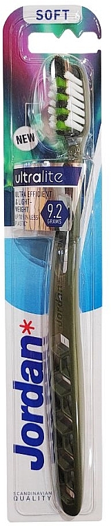 Зубна щітка, м'яка, оливкова - Jordan Ultralite Soft Toothbrush — фото N1