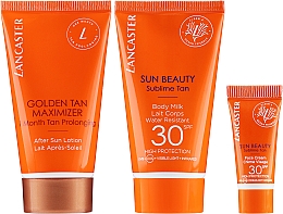 Набор - Lancaster Sun Beauty Gift Set SPF 30 (b/milk/50ml + b/lot/50ml + f/cr/3ml) — фото N2