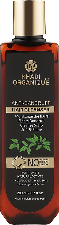 Натуральний аюрведичний шампунь від лупи і для зміцнення волосся без сульфатів - Khadi Organique	Anti-Dandruff Hair Cleanser — фото N1