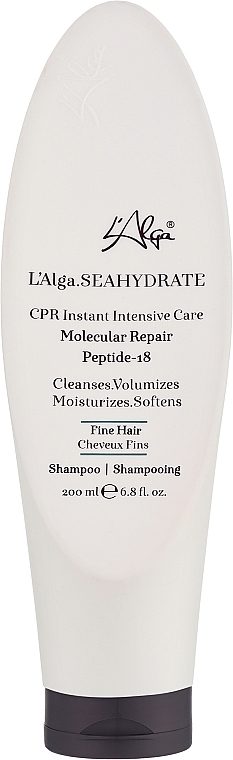 Зволожуючий шампунь з пептидами для тонкого волосся - L’Alga Seahydrate CPR Shampoo Peptide-18 — фото N1