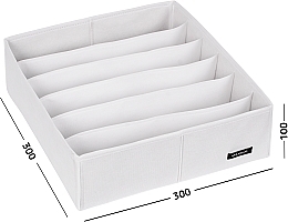 Органайзер для зберігання з 6 комірками, білий 30х30х10 см "Home" - MAKEUP Drawer Underwear Organizer White — фото N2