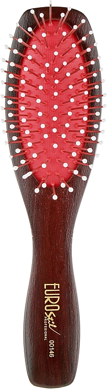 Дерев'яна масажна щітка для волосся, 00146, овальна - Eurostil Oval Brush Medium — фото N1