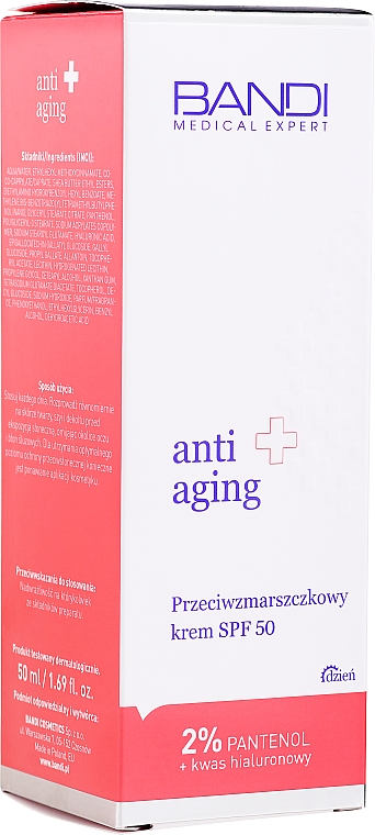 Успокаивающий крем против морщин - Bandi Medical Expert Anti Aging Anti-wrinkle Soothing Cream SPF 50 2% Pantenol + Hyaluronic Acid — фото N2