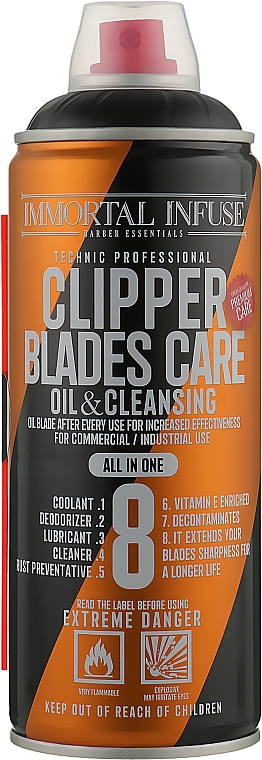 Спрей 8в1 для догляду за інструментами - Immortal Infuse Clipper Blades Care Oil & Cleansing — фото N1