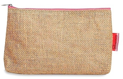 Косметичка льняная, розовая молния - IDC Institute Linen Cosmetic Bag — фото N1