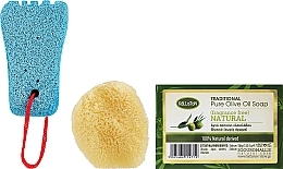 Набор, мыло натуральное - Kalliston (soap/100g + stone/1pcs + sponge/1pcs) — фото N2