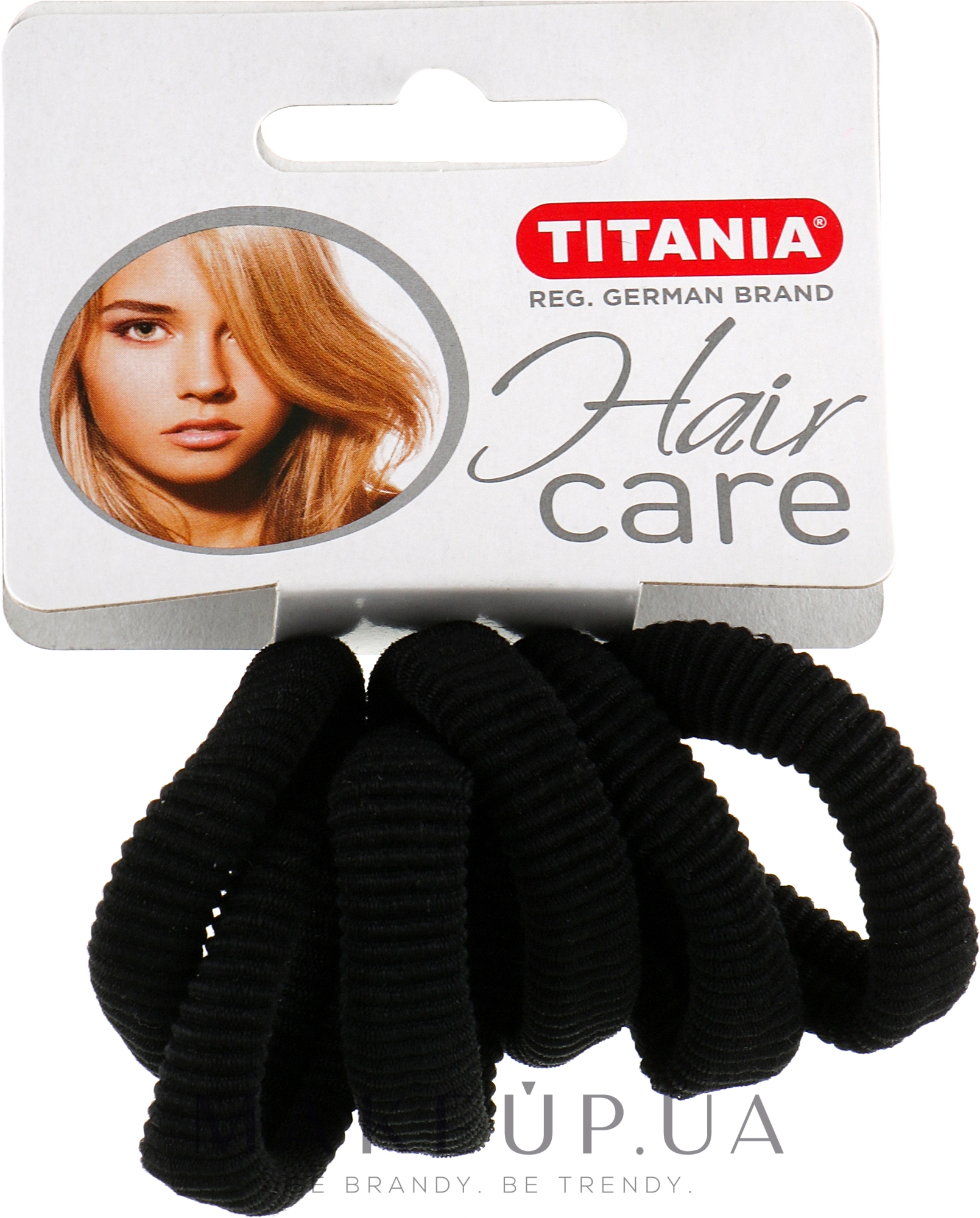 Резинка для волос средняя, черная - Titania — фото 6шт