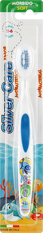 Дитяча зубна щітка "Silver Care Junior" від 2 до 6 років, синя - PresiDENT — фото N1