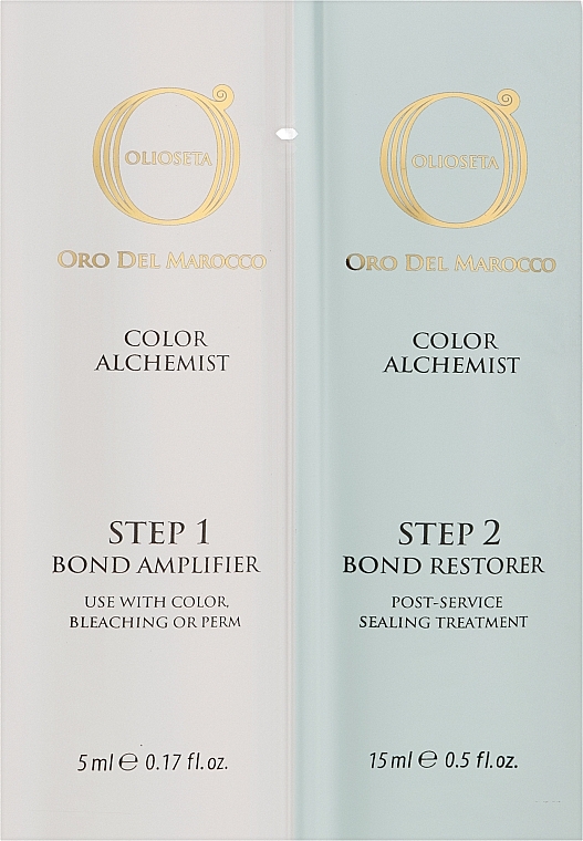 Система глубокой реконструкции волос - Barex Italiana Olioseta Oro Del Marocco Color Alchemist (h/emulsion/5ml + h/emulsion/15ml) — фото N2
