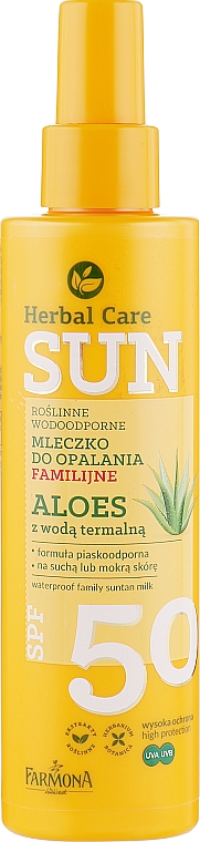 Водостойкое молочко для загара - Farmona Herbal Care Sun SPF 50 — фото N1