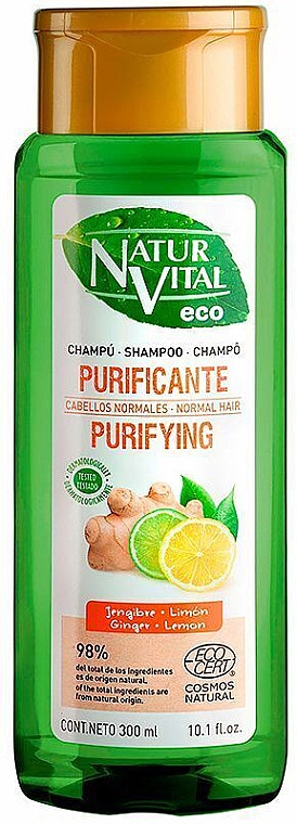 Очищающий шампунь для всех типов волос - Natur Vital Eco Purifying Ginger & Lemon Shampoo  — фото N1