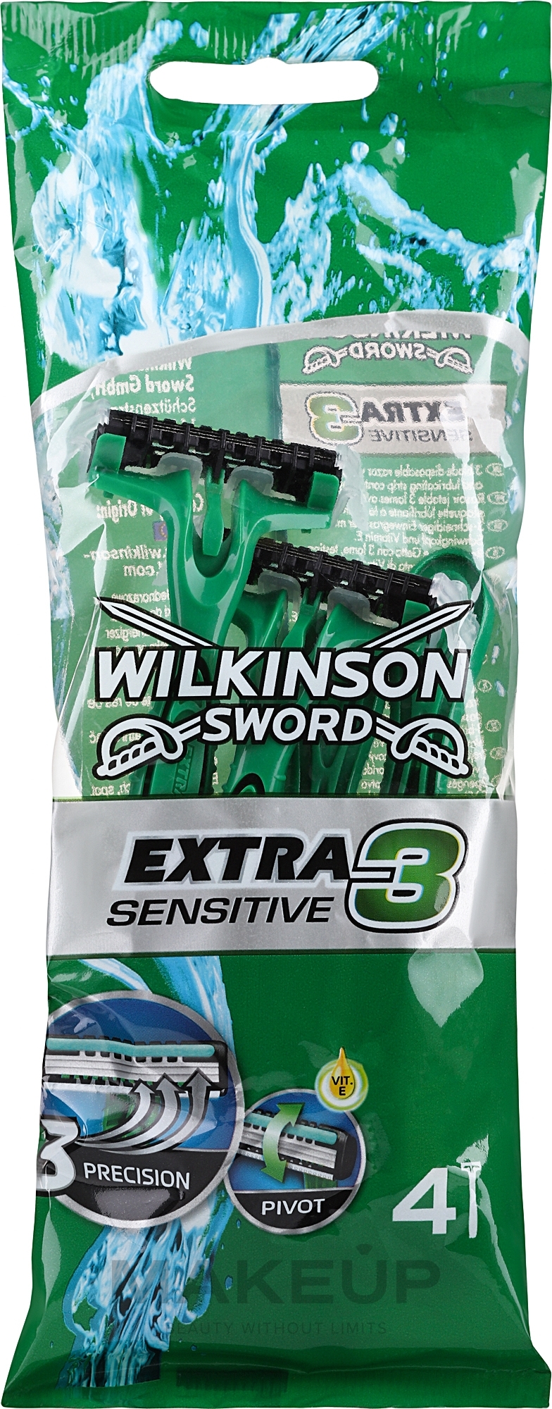 Одноразові станки, 4 шт. - Wilkinson Sword Extra3 Sensitive — фото 4шт