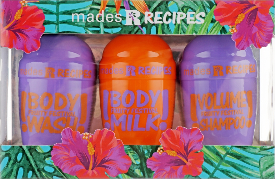 Набір "Фруктовий фестиваль" - Mades Cosmetics Recipes (shm/100ml + sh/gel/100ml + b/milk/100ml)