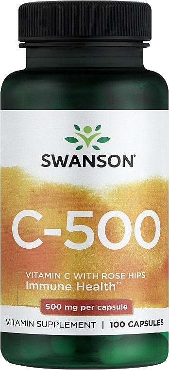 Пищевая добавка "Витамин С с плодами шиповника", 500мг - Swanson Vitamin C With Rose Hips Extract — фото N1