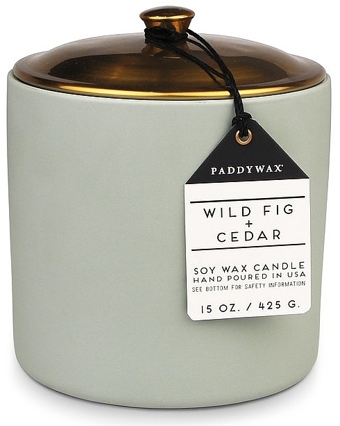 Ароматическая свеча "Дикий инжир и кедр", 3 фитиля - Paddywax Hygge Ceramic Candle Sage Wild Fig & Cedar — фото N1