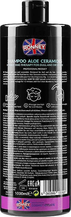 Живильний шампунь для тьмяного й сухого волосся з алое - Ronney Professional Aloe Ceramides Professional Shampoo — фото N4