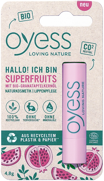 Гигиеническая помада-бальзам для губ "Superfruits" - Oyess Lippenpflege  — фото N1