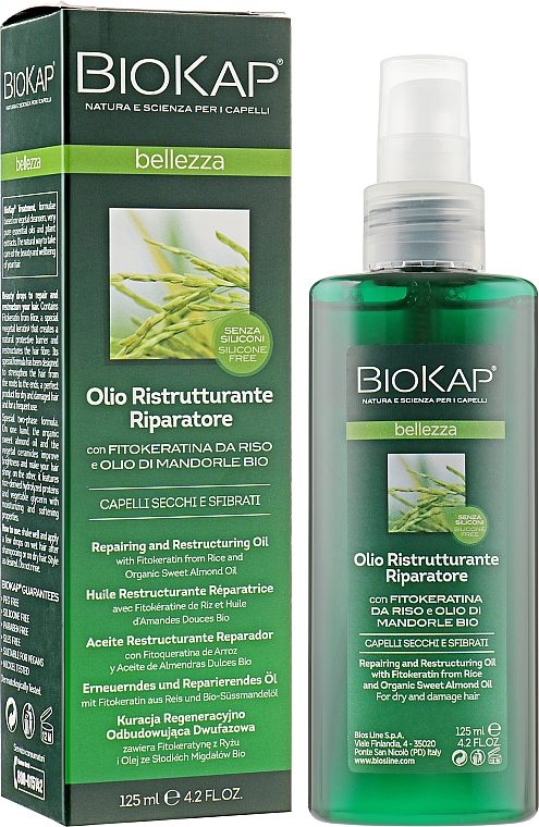 Олія, яка відновлює структуру пошкодженого волосся - BiosLine BioKap — фото N2