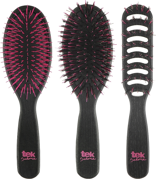 Набор щеток для волос, 3 шт. - Tek Brushes & Combs — фото N1