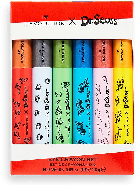 Набір олівців для очей, 6 продуктів - I Heart Revolution x Dr. Seuss Eye Crayon Collection — фото N1