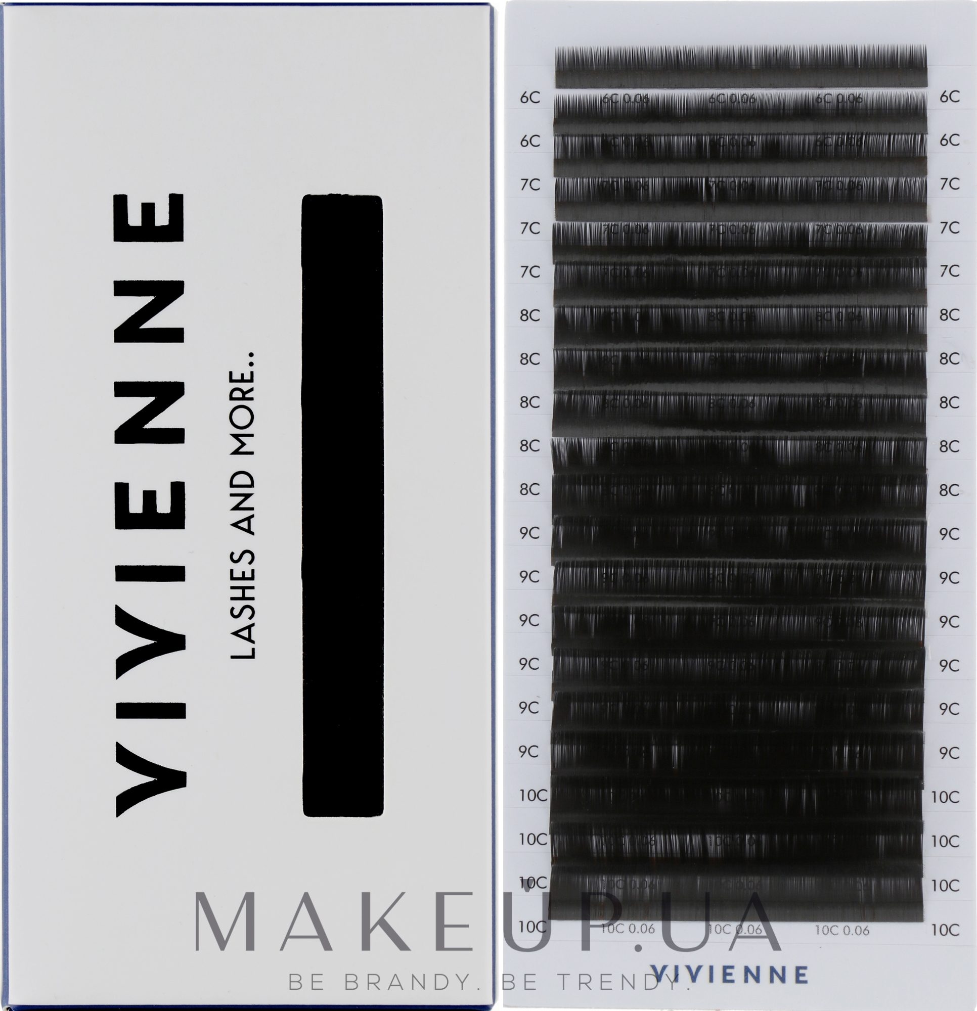 Накладні вії "Elite", чорні, 20 ліній (mix, 0.06, C, (6-10)) - Vivienne — фото 1уп
