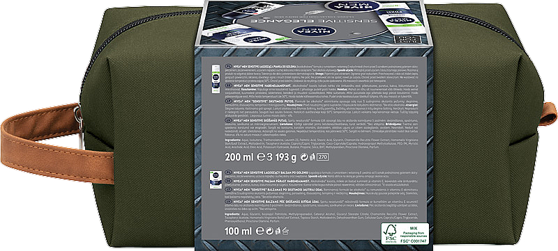 Набор - NIVEA MEN Sensitive Elegance (foam/200ml + af/sh/balm/100ml + deo/50ml + cr/75ml + bag) — фото N2
