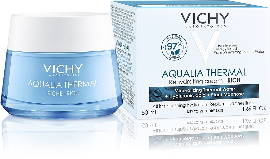 УЦЕНКА Насыщенный крем для глубокого увлажнения кожи лица - Vichy Aqualia Thermal Rehydrating Cream Rich * — фото N2