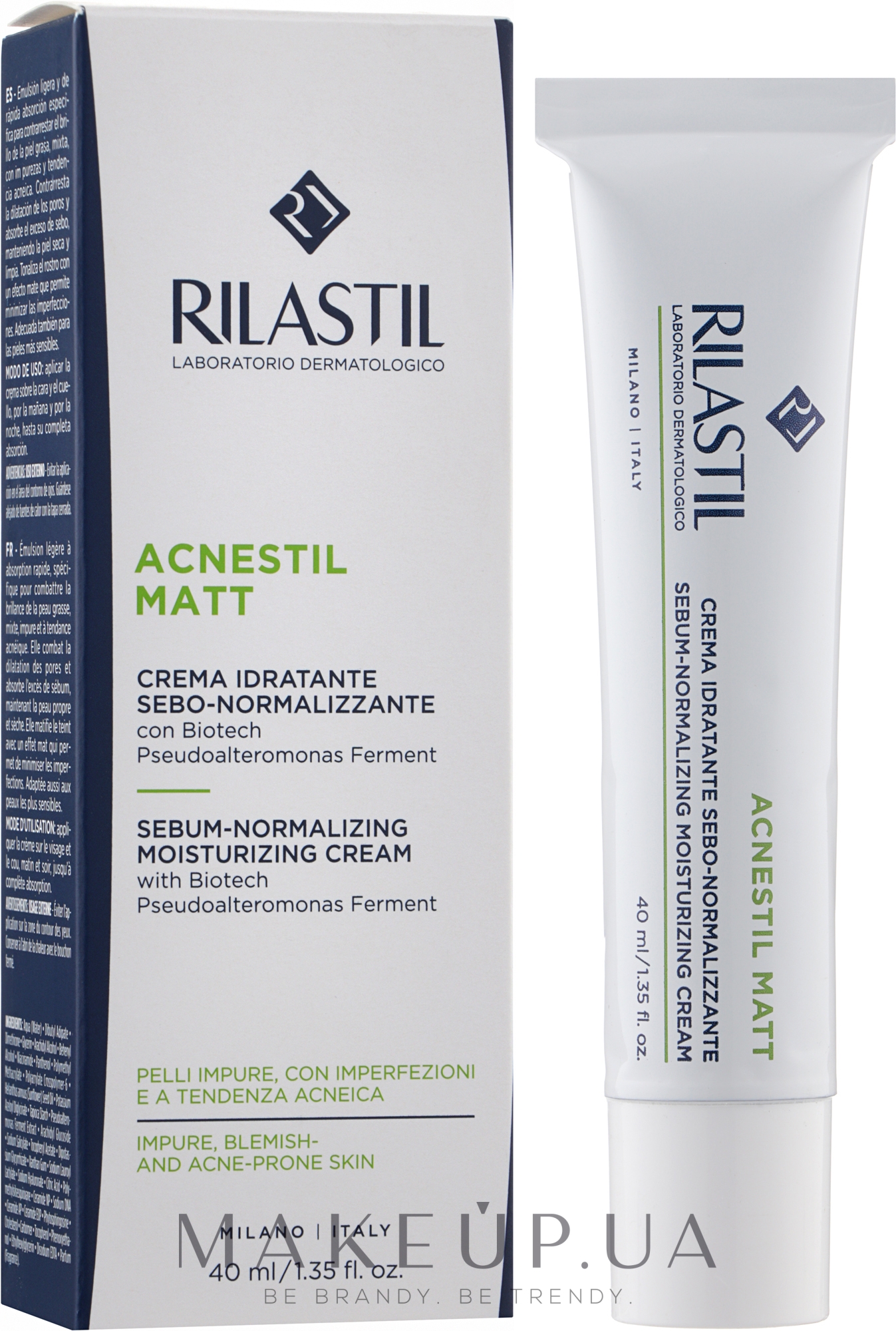 Успокаивающий крем для кожи склонной к акне с матирующим действием - Rilastil Acnestil Mat Crema — фото 40ml