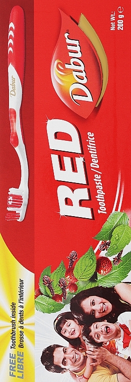 Набір з червоною щіткою - Dabur Red (toothbrush/1pc + toothpaste/200g) — фото N1