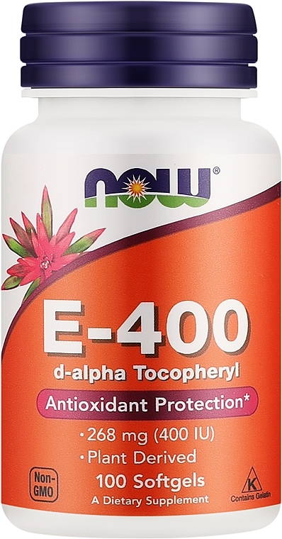 Капсулы "Витамин E-400" - Now Foods Vitamin E-400 D-Alpha Tocopheryl Softgels — фото N1