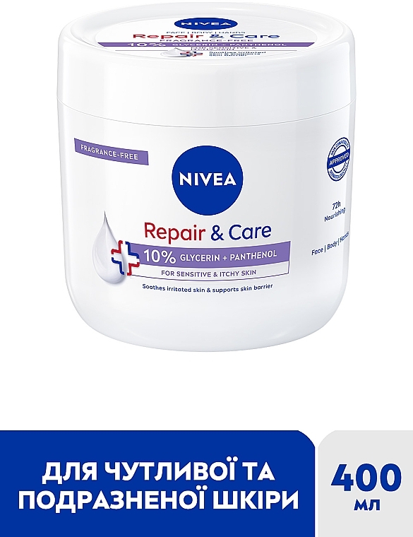 Крем для тіла "Відновлення та догляд" для чутливої та подразненої шкіри - NIVEA Repair & Care Deep Moisture Serum Body Cream — фото N2