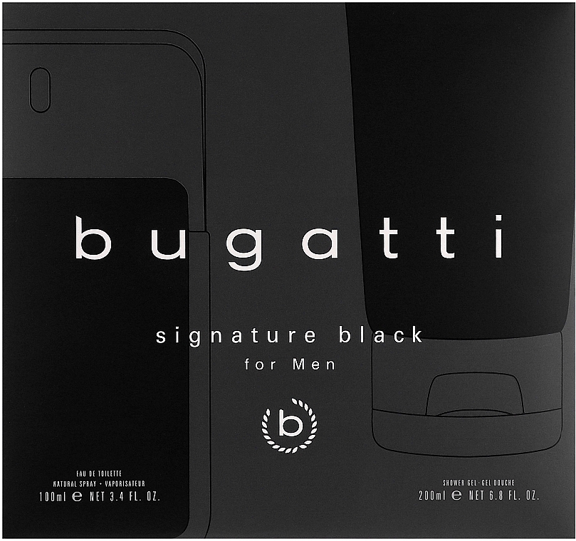 Bugatti Signature Black - Набор (edt/100ml + sh/gel/200ml) — фото N1