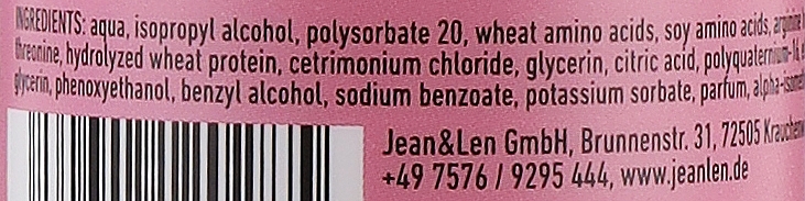 Відновлювальний спрей-кератин для волосся - Jean & Len Liquid Keratin Spray — фото N2