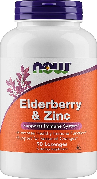 Чорна бузина, льодяники - Now Foods Elderberry Zinc — фото N1