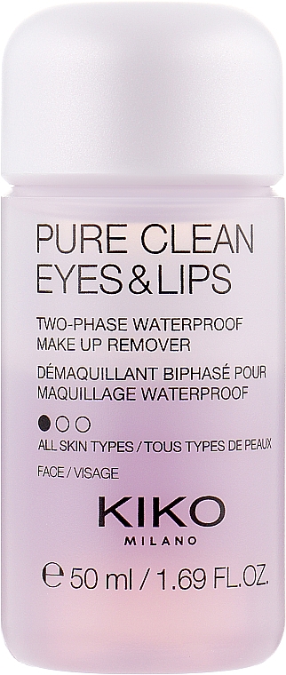 Двофазна рідина для зняття макіяжу з очей і губ - Kiko Milano Pure Clean Eyes & Lips (міні) — фото N1