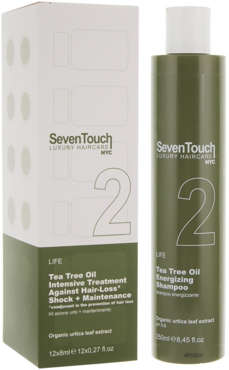 Набор от выпадения волос - Punti di Vista Seven Touch Tea Tree Oil Complete Treatment Kit (shm/250ml + sh/act/treatm/4*8ml + maint/8*8ml) — фото N1