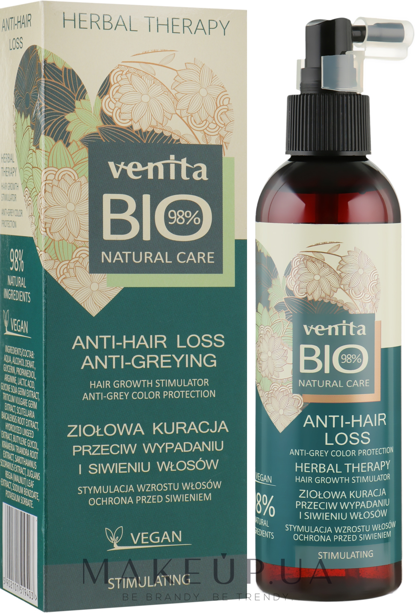 Средство против выпадения волос и поседения - Venita Bio Natural Care Anti-Hair Loss — фото 200ml