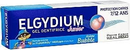 Детская гелевая зубная паста - Elgydium Toothpaste Gel Junior Decay Protection 7/12 Years Old Bubble Aroma — фото N2